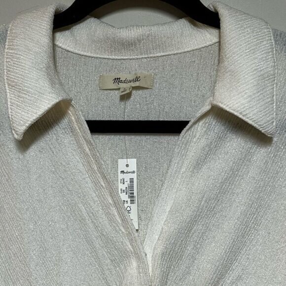 NWT Madewell Twist front Blouse Top Cream Sz L - Picture 7 of 8